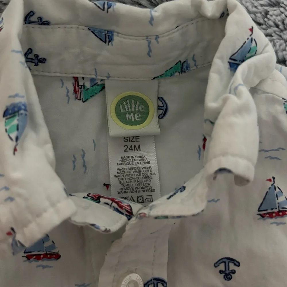 Sailboat Shirt and Red Shorts set, size 24 mos